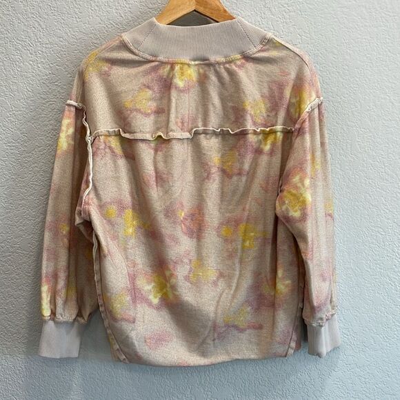 UO Out From Under Oversized Seamed Pullover Sweatshirt in Pink Tie Dye Size XS - Picture 9 of 10
